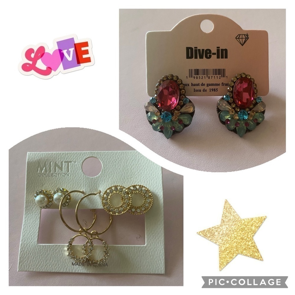 NWT-FASHION EARRINGS-TOTAL OF 4 PAIRS